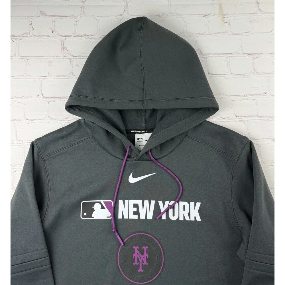 New York Mets Hoodie Mens Small Gray MLB Baseball Nike Therma-FIT City Connect